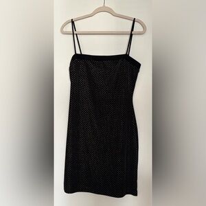 Black Velvet Gold Polka Dot Cocktail Dress